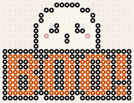 Spöke med texten BOO i orange som pärlplatta, 25 × 19 pärlor
