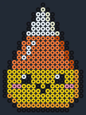Godismajs som Halloween pärlplatta, randig i gult, orange och vitt