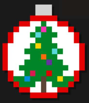Christbaumkugel aus Bügelperlen, runde Kugel mit kleiner Tanne darin auf schwarzem Grund