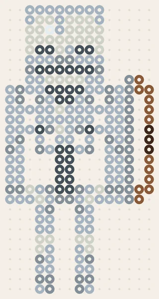 Skelett från Minecraft som pärlplatta, ljusgrått och smalt, 15 × 29 pärlor