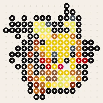 Dedenne som liten Pokémon pärlplatta, orange mus med stora runda öron