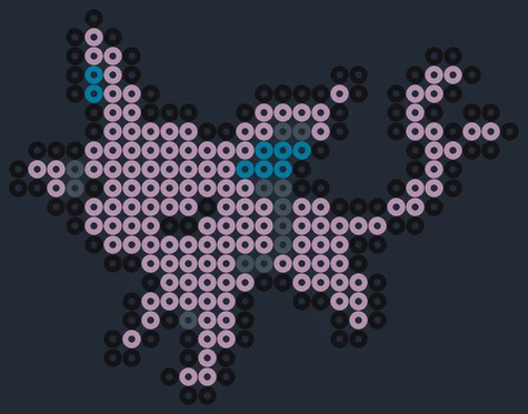 Espeon som pärlplatta, lila med kluven svans