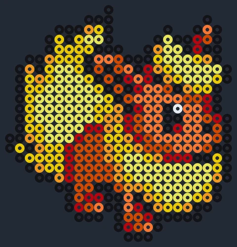 Flareon som pärlplatta, orange med gul lurvig krage