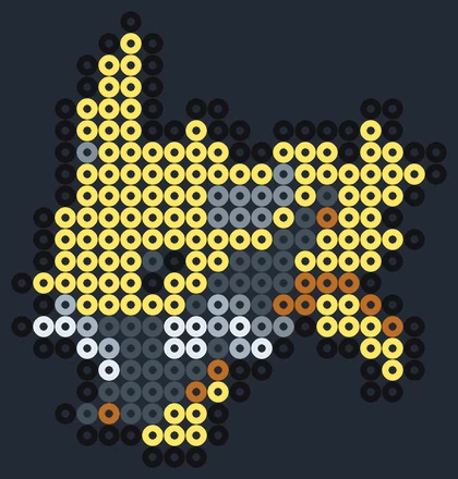 Jolteon som pärlplatta, gul och taggig med vit krage