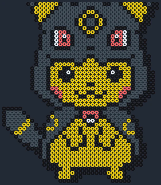 Pikachu i Umbreon-dräkt som pärlplatta, svart med gula ringar