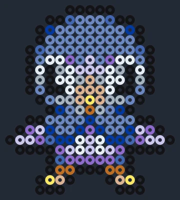 Piplup som gullig pärlplatta, blå pingvin med gul näbb