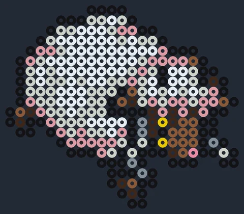 Wooloo som gullig pärlplatta, vitt ullfår med mörkt ansikte