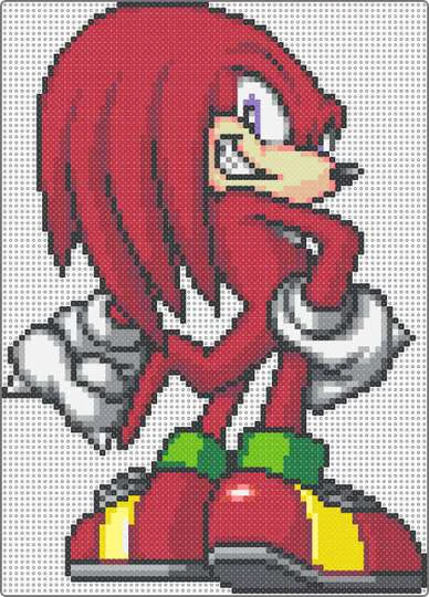 Knuckles som pärlplatta, röd echidna med knutna nävar och gröna skor