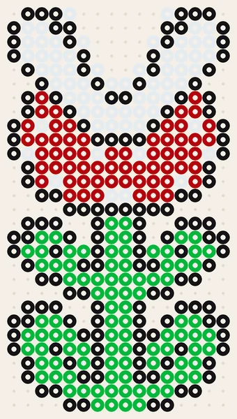 Piranha Plant som pärlplatta, rött huvud med vita prickar på grön stjälk