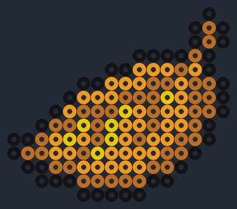 Superlöv från Super Mario som pärlplatta, orange löv med bruna nerver